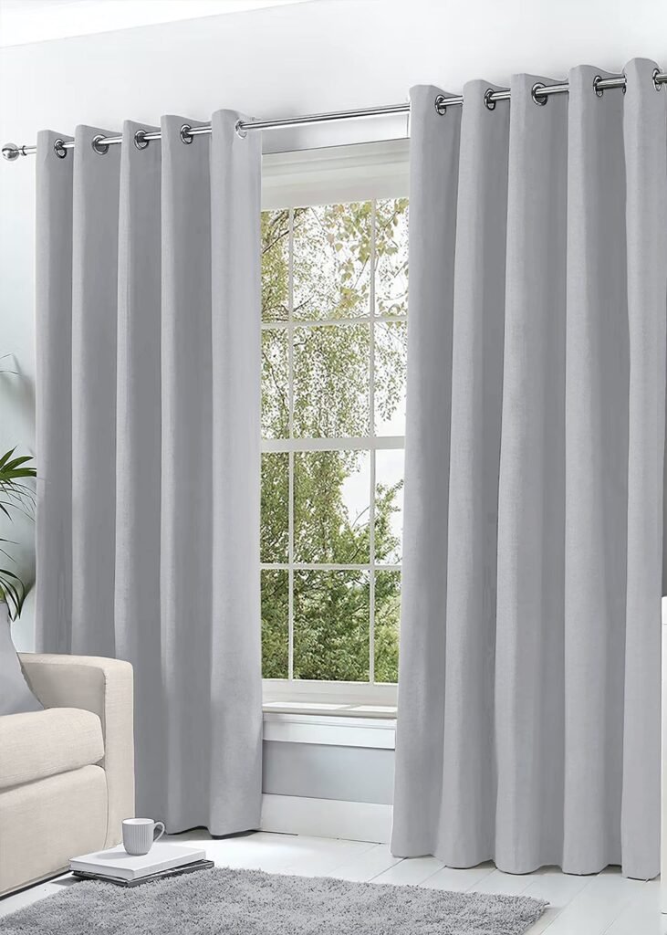 Hachette Thermal Blackout Curtains Eyelet Ring Top Including Pair of Tiebacks