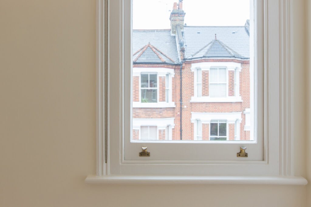 Sash window inside a home