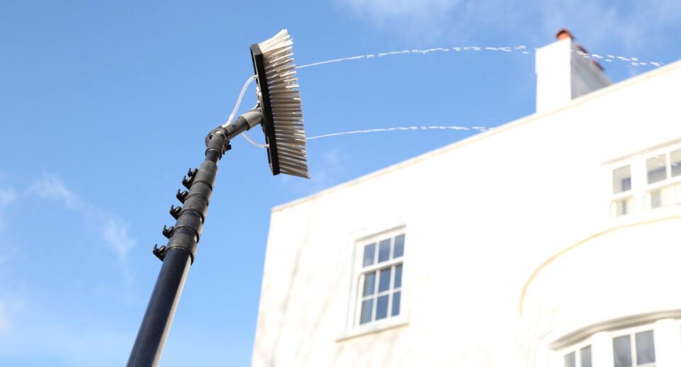 Window cleaning using the water fed pole system