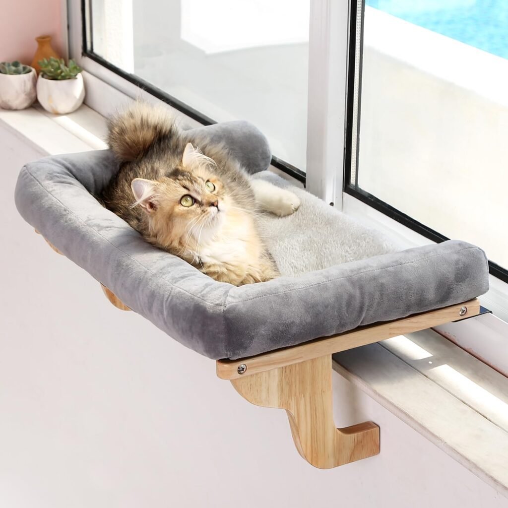 Zakkart Cat Perch for Window Sill with Bolster