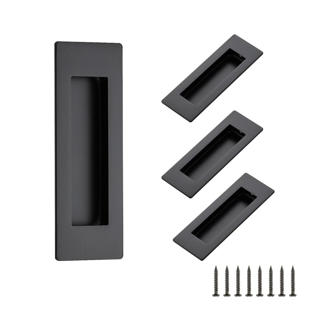 Ravinte 4 Pack Black Sliding Closet Door Handles Black Flush Pulls